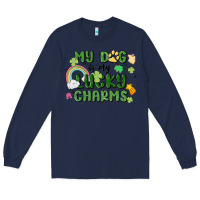 Navy my dog is my lucky charms Long Sleeve Tee - MaliasSmallBusiness