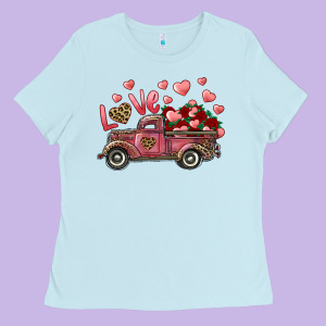 Love Truck With Roses And Leopard Ladies Tee Designed By Ranaportraitstore