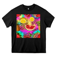 Black fruits leopard tie dye seamless pattern Heavy Core Tee - Zillion Design Studio