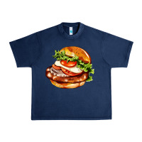 Navy American hamburger Urban Heavy Tee - AdoDesignShop