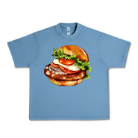 Pebble Blue American hamburger Urban Heavy Tee - AdoDesignShop