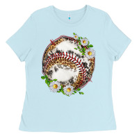 Baby Blue baseball with patterns Ladies Tee - texasbilliewilder