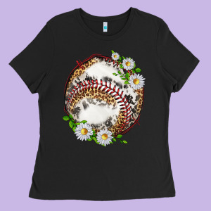 Baseball With Patterns Ladies Tee Designed By Texasbilliewilder