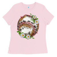 Bubblegum Pink baseball with patterns Ladies Tee - texasbilliewilder
