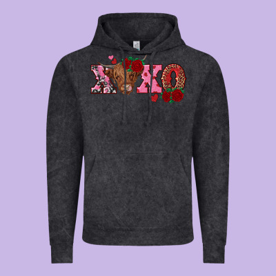 Xoxo Highland Cow Vintage Hoodie Designed By Ranaportraitstore