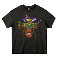 Asphalt mardi gras mask highland cow Heavy Core Tee - RanaPortraitStore