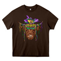 Chocolate Brown mardi gras mask highland cow Heavy Core Tee - RanaPortraitStore