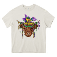 Cream mardi gras mask highland cow Heavy Core Tee - RanaPortraitStore
