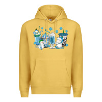 Antique Gold winter snowman coffee cups Premium Hoodie - texasbilliewilder