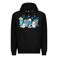 Black winter snowman coffee cups Premium Hoodie - texasbilliewilder