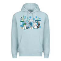 Blue Mist winter snowman coffee cups Premium Hoodie - texasbilliewilder