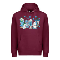 Burgundy winter snowman coffee cups Premium Hoodie - texasbilliewilder