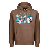 Chestnut winter snowman coffee cups Premium Hoodie - texasbilliewilder