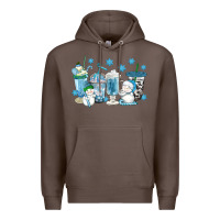 Coffee winter snowman coffee cups Premium Hoodie - texasbilliewilder