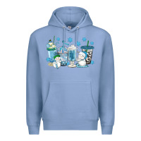Colony Blue winter snowman coffee cups Premium Hoodie - texasbilliewilder