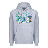 Heather Grey winter snowman coffee cups Premium Hoodie - texasbilliewilder