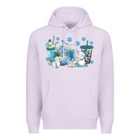 Lilac winter snowman coffee cups Premium Hoodie - texasbilliewilder