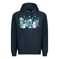 Navy winter snowman coffee cups Premium Hoodie - texasbilliewilder