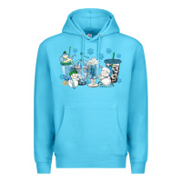 Ocean Blue winter snowman coffee cups Premium Hoodie - texasbilliewilder