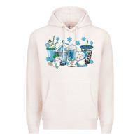 Pale Pink winter snowman coffee cups Premium Hoodie - texasbilliewilder