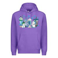Purple winter snowman coffee cups Premium Hoodie - texasbilliewilder