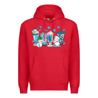 Red winter snowman coffee cups Premium Hoodie - texasbilliewilder