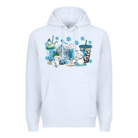 White winter snowman coffee cups Premium Hoodie - texasbilliewilder