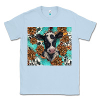 Dusty Blue western black and white cow Classic Tee - BarkalooDesign