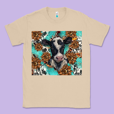 Western Black And White Cow Classic Tee Designed By Barkaloodesign