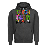 Charcoal Heather teach them to be kind Zipper Hoodie - NancyCooperArtShop