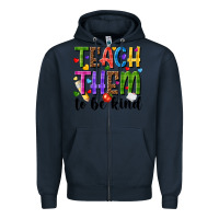 Navy teach them to be kind Zipper Hoodie - NancyCooperArtShop