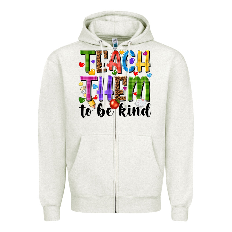 Teach Them To Be Kind Zipper Hoodie by NancyCooperArtShop | Teevron