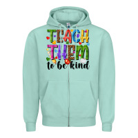 Seafoam teach them to be kind Zipper Hoodie - NancyCooperArtShop