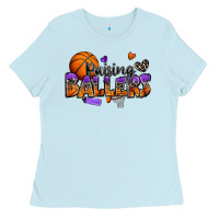Baby Blue raising ballers basketball Ladies Tee - Zillion Design Studio