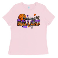 Bubblegum Pink raising ballers basketball Ladies Tee - Zillion Design Studio