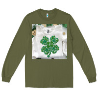 Army Green shamrock patterned clothing Long Sleeve Tee - MaliasSmallBusiness
