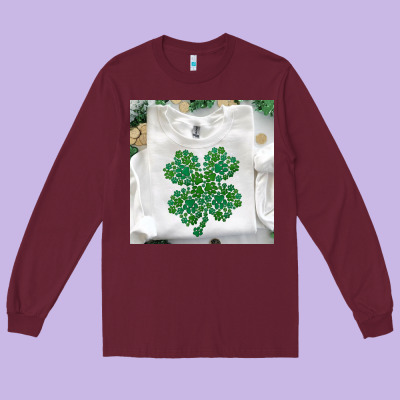 Shamrock Patterned Clothing Long Sleeve Tee Designed By Maliassmallbusiness