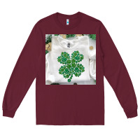 Burgundy shamrock patterned clothing Long Sleeve Tee - MaliasSmallBusiness