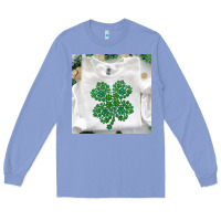 Colony Blue shamrock patterned clothing Long Sleeve Tee - MaliasSmallBusiness