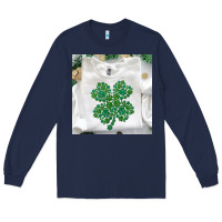 Navy shamrock patterned clothing Long Sleeve Tee - MaliasSmallBusiness