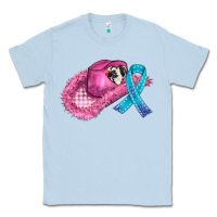 Dusty Blue cowboy hat and cancer ribbon Classic Tee - AdoDesignShop