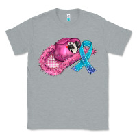 Heather Grey cowboy hat and cancer ribbon Classic Tee - AdoDesignShop