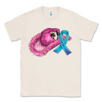 Natural cowboy hat and cancer ribbon Classic Tee - AdoDesignShop