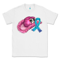 White cowboy hat and cancer ribbon Classic Tee - AdoDesignShop