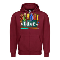 Burgundy school time Zipper Hoodie - NancyCooperArtShop