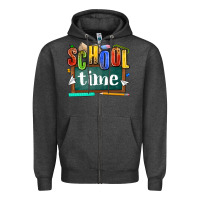 Charcoal Heather school time Zipper Hoodie - NancyCooperArtShop