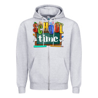 Heather Grey school time Zipper Hoodie - NancyCooperArtShop