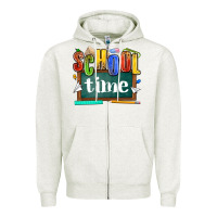 Oatmeal Heather school time Zipper Hoodie - NancyCooperArtShop