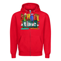 Red school time Zipper Hoodie - NancyCooperArtShop