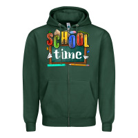 Sports Green school time Zipper Hoodie - NancyCooperArtShop